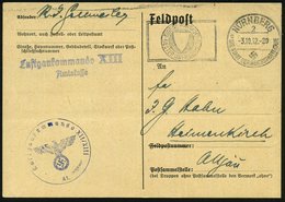 1942 (3.10.) NÜRNBERG 2, Maschinen-Werbestempel (Unfallverhütung) + Briefstempel: Luftgaukommando XII-XIII/ 41. + 2L: Lu - Andere & Zonder Classificatie