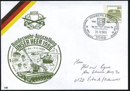 1986 (31.5.) 3588 HOMBERG, EFZE 1, PU 80 Pf. Burgen: Bundeswehr-Ausstellung UNSER HEER 1986 = Fallschirmjäger, Panzerhau - Sonstige & Ohne Zuordnung