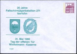 1980 Iserlohn, PU 60 Pf. Burgen: 20 Jahre Fallschirmjägerbataillon 271 Iserlohn = Fallschirm-Symbol Etc., Ungebr. (Mi.PU - Otros & Sin Clasificación