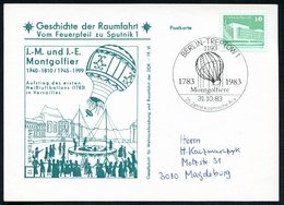 1983 (31.10.) 1193 BERLIN-TREPTOW 1, Sonderstempel: 1783 Montgolfiere 1983 (Heißluft-Ballon) Auf Sonderkarte - Ballon &  - Autres & Non Classés