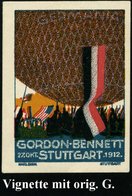 1912 (27.10.) Stuttgart, Ungez. Vignette: GORDON-BENNETT (Ballon-Rennen) Orig. G. - Ballon & Balolonsport / Balloon / Ba - Andere & Zonder Classificatie