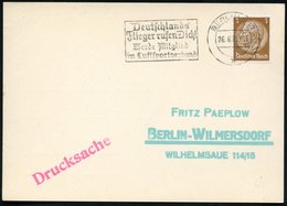1935 (26.6.) BERLIN O 17, Maschinen-Werbestempel: "Derutschlands Flieger Rufen Dich!"  (Luftsportverband) Inl.-Karte (Bo - Autres & Non Classés