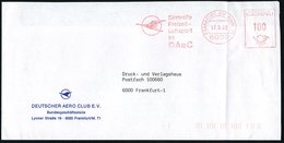 1992 (17.9.) 6000 FRANKFURT AM MAIN 71, Absender-Freistempel (vierstellige PLZ): DAeC = Deutscher Aero Club (Fluglogo) M - Other & Unclassified