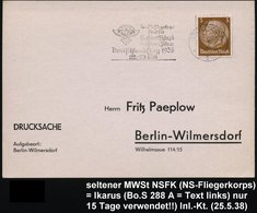 1938 (25.5.) STOLP (POMM) 1, Seltener Maschinen-Werbestempel: NSFK, Das NS-Fliegerkorps.. Deutschlandflug 1938 (Ikarus-S - Autres & Non Classés