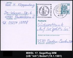 1981 (19.1.) 479 PADERBORN 1, Maschinen-Werbestempel: 17. SEGELFLUG-MEISTERSCHAFTEN WM 81 (2 Segelflugzeuge) Bedarfskart - Otros & Sin Clasificación