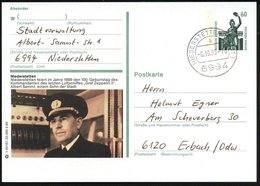 1989 (6.10.) 6994 NIEDERSTETTEN 1, 60 Pf. Bild-Ganzsache Bavaria: 100 Geburtstag Letzer Kommandnat Des Luftschiffes "Gra - Other & Unclassified