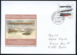 2000/01 B.R.D., 110 Pf. Sonder-Ganzsachenumschlag "100 Jahre Zeppelin" (Abb.: Zeppelin "Z 1") 1x Mit Ersttagsstempel (60 - Otros & Sin Clasificación