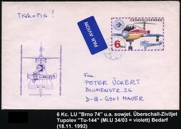 1992 TSCHECHOSLOWAKEI, 6 Kc. Sonder-Ganzsachenumschlag: Nat. Briefmarken-Ausstellung Brno (Text Slowakisch-esperanto) Mi - Other & Unclassified