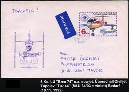 1992 TSCHECHOSLOWAKEI, 6 Kc. Sonder-Ganzsachenumschlag: Nat. Briefmarken-Ausstellung Brno (Text Slowakisch-esperanto) Mi - Autres & Non Classés