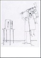 1987 D.D.R., PP 25 Pf. Palast Der Republik, Orange: X. Kunstausstellung Dresden = Humorist. Zeichnung Von Henry Büttner, - Andere & Zonder Classificatie