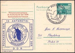 1978 (20.4.) 15 POTSDAM 1, Amtl. Ganzsache 10 Pf. Neptunbrunnen + Zudruck: 12. ANTARKTIS-EXPEDITION DER DDR (Pinguin Vor - Other & Unclassified