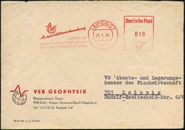 1965 (29.5.) LEIPZIG C 1, Absender-Freistempel: VEB Geophaysik Lagerstättenerkundung (Glubus-Logo) Motivgleicher Vordruc - Altri & Non Classificati
