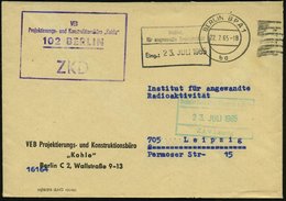 1965 (22.7.) 102 BERLIN, Viol. ZKD-Stempel: VEB Projektierungs- U. Konstruktionsbüro "Kohle" ZKD + Maschinen-Wellenstemp - Altri & Non Classificati