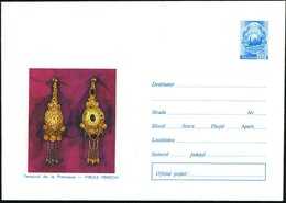 1973 Rumänien, 55 B. Ganzsachen-Umschlag: Schatz Von Pietroasa, 2 Goldene Fibeln, Ungebr. (Mi.U 599/074) - Gold, Silber  - Autres & Non Classés