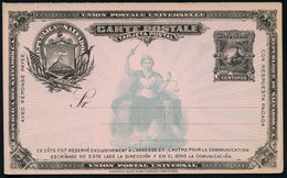 1895 El Salvador, 3 C. Ganzsachenkarte, Frageteil: Vulkan San Miguel (Motiv 2x + 4x In Den Ecken + Bofen U. Pfeileköcher - Altri & Non Classificati