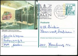 1981 7080 Aalen, 50 Pf. Bild-Ganzsache  Neuschwanstein:Geologisch-Paläontologisches Museum (Vitrinen Mit Versteinerungen - Autres & Non Classés