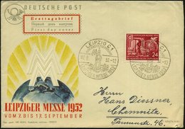 1952 (7.9.) LEIPZIG C 1, Sonderstempel: LEIPZIGER MESSE, AUSLÄNDERTREFFPUNKT (Turm) Auf 24 Pf. Leipz. Messe (Mi.315 EF)  - Andere & Zonder Classificatie