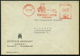 1960 (2.7.) LEIPZIG C 1,Absender-Freistempel: MM 4.-11. SEOT 1960 LEIPZ. MESSE.. (Messe-Mongramm 2 Personen Mit Koffern) - Andere & Zonder Classificatie