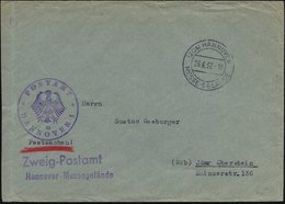 1952 (26.6.) (20 A) HANNOVER MESSE-GELÄNDE, 2K-Steg = Hauspostamt Messe + Nebenstempel: Zweig-Postamt Hannover-Messegelä - Sonstige & Ohne Zuordnung