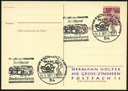 1971 (24.1.) 54 KOBLENZ 1, Fahnen-Sonderstempel: 3x 11 JAHRE NARRENZUFT "GELB-ROT" Fahrbares Postamt (Narrenkappe, Mobil - Altri & Non Classificati