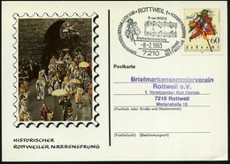 1983 (8.2.) 7210 ROTTWEIL 1, Sonderstempel: 100 JAHRE ROTTWEILER NARRENMARSCH.. = Federhannes (u. Notenzeilen) Passende  - Sonstige & Ohne Zuordnung