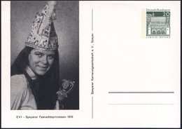 1970 SPEYER, PP 20 Pf. Lorsch, Grün: Speyrer Fastnachtsprinzessin 1970 (Portrait Mit Narrenkappe U. Szepter) Ungebr. (Mi - Altri & Non Classificati