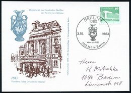 1983 (3.10.) 1080 BERLIN 8, Sonderstempel: 750 Jahre Berlin, Vase Um 1880, Motivgleiche Sonderkarte Mit Deutschem Thater - Altri & Non Classificati