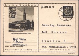 1939 Bunzlau, 6 Pf.Bild-Ganzsache Hindenbg.: Die Stadt Des Guten Tones (Töpferin U. Rathaus) Inl.-Karte (gest. WEIMAR 2) - Other & Unclassified