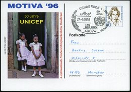 1996 (27.9.) 49074 OSNABRÜCK 1, PP 80 Pf. Varnhagen: 50 Jahre UNICEF (2 Mädchen) + Passender Sonderstempel (UNICEF-Symbo - Sonstige & Ohne Zuordnung