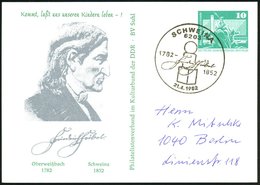 1982 (21.4.) 6203 SCHWEINA, PP 10 Pf. Neptunbrunnen: 200. Geburtstag Friedr. Fröbel (Brustbid) + Passender Sonderstempel - Sonstige & Ohne Zuordnung