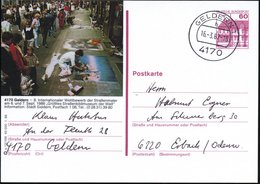 1987 (16.3.) 4170 GELDERN 1, 60 Pf. Bild-Ganzsache Burgen: 8. Internat. Wettbewerb Der Straßenmaler.. + Ortsgleicher Tag - Sonstige & Ohne Zuordnung