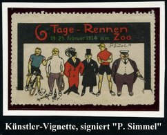 1914 Berlin, Humoristische Vignette: 6 Tage-Rennen (Fahrer U. Publikum), Signiert "P. Simmel" (= Paul Simmel, 1998-1933) - Andere & Zonder Classificatie