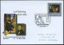 2008 (13.3.) 80939 MÜNCHEN, 55 C. Sonder-Ganzsachen-Umschlag Carl Spitzweg ("Der Arme Poet") + Passender Sonderstempel,  - Sonstige & Ohne Zuordnung