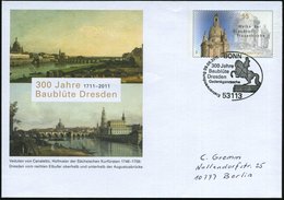 2011 (9.6.) Dresden, 55 C. Sonder-Ganzsachen-Umschlag: Frauenkirche Mit 2 Veduten Von Bernardo Belotto ("Canaletto") + E - Sonstige & Ohne Zuordnung