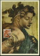 1961 (6.3.) ITALIEN, 5 L. Figur Von Michelangelo Buonarrotti Aus Sixtin. Kapelle + ET-Sonderstempel: ROMA = Kopf Michela - Andere & Zonder Classificatie