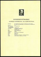 1970 ÖSTERREICH, 2 S. "100 Todestag Alfred Cossmann" (Kupferstecher) Ungez. Schwarzdruck Auf Amtl. Ankündigungsblatt Der - Sonstige & Ohne Zuordnung