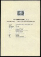 1974 ÖSTERREICH, 2 S. "Ausstellung Renaissance In Österreich" (Terrakotta-Maske) Ungez. Schwarzdruck Auf Amtl. Ankündigu - Otros & Sin Clasificación