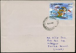 1988 BHUTAN, 50 Ch. "Winter Olympics Calgary" (= Walt Disney's "Goofy" Beim Ski-Torlauf) Ausl.-Brief (Mi.1050 EF) - Comi - Sonstige & Ohne Zuordnung