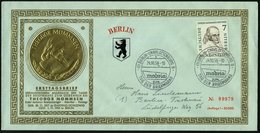 1958 (24.10.) BERLIN, 7 Pf. Theodor Mommsen 1817-1903, (Literatur-Nobelpreis 1902) + Sonderstempel: (1) BERLIN-CHARLOTTE - Autres & Non Classés