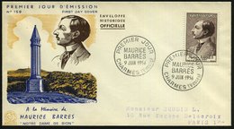 1956 (9.6.) FRANKREICH, 15 + 5 F. Maurice Barres, EF (= Autor, Politiker) + ET-Sonderstempel (CHARMES) Inl.-FDC-Sonderum - Other & Unclassified