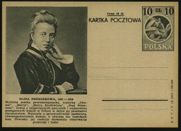 1949 POLEN, 10 Zl./  6 Zl. Bild-Ganzsache: Eliza Orzeszkowa (1841 - 1910) Poln. Autorin, Feministin, Beeinflusst Von Geo - Other & Unclassified