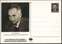 1950 TSCHECHOSLOWAKEI, 1,50 Kc. Bild-Ganzsache Gottwald: LUIS ARAGON (1897 - 1982, Surrealistischer, Französ. Dichter, A - Sonstige & Ohne Zuordnung