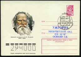 1978 (9.9.) UdSSR, 4 Kop. Ganzsachen-Umschlag: "150. Geburtstag Leo Tolstoj" (Kopfbild) + Passender Sonderstempel: MOSKA - Autres & Non Classés