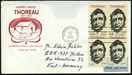 1967 (12.7.) U.S.A., 5 C. "150. Geburstag Henry David Thoreau" , 4er-Block + ET-Maschinenstempel: CONCORD, MA. (ökolog.  - Altri & Non Classificati