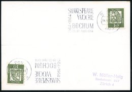 1964 (Apr.) 463 BOCHUM 1, Maschinen-Werbestempel: SHAKESPEARE WOCHE.., Inl.-Karte (Bo.61 A) - Ausländische Dichter & Lit - Otros & Sin Clasificación