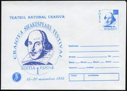 1994 RUMÄNIEN, 60 L. Sonder-Ganzsachen-Umschlag: Shakespeare-Festival Craiova (Kopfbild) Ungebr. (Mi.U 1703 = Wertstempe - Other & Unclassified