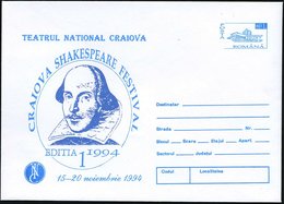 1994 RUMÄNIEN, 60 L. Sonder-Ganzsachen-Umschlag: Shakespeare-Festival Craiova (Kopfbild) Ungebr. (Mi.U 1704 = Festival-T - Otros & Sin Clasificación