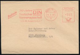 1967 1 BERLIN 30, Jubil.-Absender-Freistempel: 50 Jahre DIN, Deutscher Normenausschuß, Teil-Dienstbf. - Mathematik & Com - Sonstige & Ohne Zuordnung