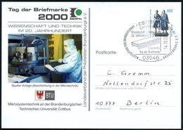 2000 (14.10.) 03046 COTTBUS 1, Sonderstempel: Wissenschaft U. Technik Im 20. Jahrhundert, Computerchip.. (Steckelement)  - Other & Unclassified