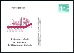 1989 Frankfurt/ Oder, PP 10 Pf. PdR., Grün: Mikroelektronik - Schlüsseltechnologie.. (= Computersteckelement Mit Chip-Fa - Autres & Non Classés